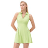 Lapel One-piece Tennis Skirt Quick-drying Breathable Waisted Sports Dress, Size: XL(Green)