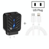 PD03 20W PD3.0 + QC3.0 USB Charger with Type-C to 8 Pin Data Cable, US Plug(Black)