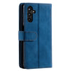 For Samsung Galaxy A36 Nine Card Zipper Bag Leather Phone Case with Lanyard(Blue)