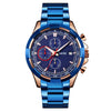 SKMEI 9192 Men Calendar Timing Stainless Steel Belt Luminous Quartz Watch(Blue)
