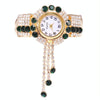 Ladies Bracelet Watch Quartz Watch Personality Wild Watch with Diamonds Pendant(Green)