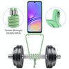 For Samsung Galaxy M05 / F05 Integrated Card Bag Solid Color Liquid Silicone Phone Case with Lanyard(Green)