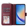For Samsung Galaxy A35 5G 9-Card Slots Zipper Wallet Bag Leather Phone Case(Wine Red)