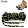 2 Pairs Round High Density Weaving Shoe Laces Outdoor Hiking Slip Rope Sneakers Boot Shoelace, Length:120cm(Black-Fluorescent Green)