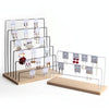 Wooden Base Iron Multi-Layer Earrings Storage Display Rack Can Hang Jewelry Display Shelf, Style: 4 Layers (Black)