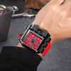 Oulm 3364 Men Square Dial Leather Belt Quartz Watch(Red)