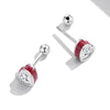 S925 Sterling Silver Heart Zircon Ear Stud Women Earrings(Red)