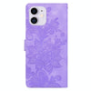 For iPhone 11 Lace Floral Embossed Magnetic Buckle Leather Phone Case(Purple)
