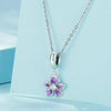 S925 Sterling Silver Purple Flower Pendant DIY Bracelet Accessories Beads