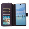 For Samsung Galaxy S22 Ultra 5G Nine-card Slots Zipper Wallet Bag Leather Phone Case(Dark Purple)