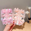 Sweet Coloured Bow Hair Clip Set Mesh Duckbill Clip Headpiece(Flesh Pink)