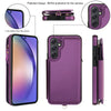 For Samsung Galaxy A54 Double Flap Zipper RFID Leather Phone Case with Short Lanyard(Dark Purple)