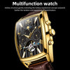 OLEVS 6675 Men Multifunctional Moon Phase Tourbillon Mechanical Watch(Black + Gold)