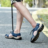 Summer Large Size Men Beach Shoes Leather Breathable Wading Casual Sandals, Size: 40(Blue)