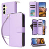 For Samsung Galaxy A25 Nine-card Slots Zipper Wallet Bag Leather Phone Case(Purple)
