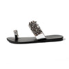 Flat Bottom Pin Rhinestone Sequins Sandals, Shoe Size:36(Black)