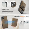 For iPhone 15 Plus AutSpace A12 MagSafe Magnetic RFID Card Bag Phone Case(Coffee)