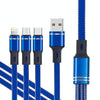 XJ-76 40W 5A 3 in 1 USB to 8 Pin + Type-C + Micro USB Super Flash Charging Cable, Length: 1.18m(Blue)
