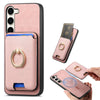 For Samsung Galaxy S24 FE 5G Retro Cross Leather Ring Vertical Insert Card Bag MagSafe Phone Case(Pink)