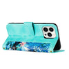 For iPhone 13 Pro Max Floral Pattern Leather Phone Case with Lanyard(Green)