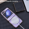 For Samsung Galaxy Z Flip5 Three Parts MagSafe Litchi Texture Fold Phone Case(Green)
