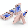 For Samsung Galaxy Z Flip5 5G Spring Rubber Chain Card Slot PC Folding Phone Case with Stand(Pink)