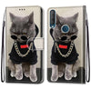 For Alcatel 1S (2020) / 3L (2020) Coloured Drawing Cross Texture Horizontal Flip PU Leather Case with Holder & Card Slots & Wallet & Lanyard(Golden Chain Grey Cat)