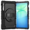 For Samsung Galaxy Tab S10 FE+ Silicone Hybrid PC Tablet Case with Shoulder Strap(Black)