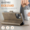 For iPhone 14 AutSpace A11 Side Buckle MagSafe Magnetic RFID Phone Leather Case(Coffee)