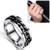 Punk Rock Stainless Steel Rotatable Chain Rings, Ring Size:11(Black)