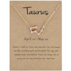 12 Zodiac Signs With Diamonds Necklace Card Rhinestones Collarbone Chain Pendant, Style: Taurus Golden