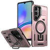 For Samsung Galaxy A05s Shield Hollow Frame Holder MagSafe Phone Case(Rose Gold)