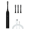 Rechargeable Ultrasonic Soft Bristle Electrical Toothbrushes Flosser 6 Gear With 4 Brushes(Black)