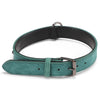 JINMAOHOU Green Leather Dog Collar, Small (39x2.2cm) - Double Layer
