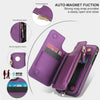 For iPhone X / XS Double Flap Zipper RFID Leather Phone Case with Short Lanyard(Dark Purple)