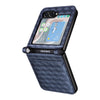 For Samsung Galaxy Z Flip6 Siamese Cubic Grid Texture Card Slot Leather Phone Case(Blue)