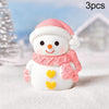 3pcs Christmas Lovely Micro Landscape Snow Ornament Decorative Accessories, Style: No.14 Scarf Snowman Pink