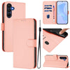 For Samsung Galaxy A26 5G Skin Feel Solid Color Leather Phone Case with Lanyard(Pink)
