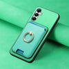 For Samsung Galaxy A05s Retro Cross Leather Ring Vertical Insert Card Bag MagSafe Phone Case(Green)