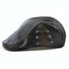 12968 Perforated Strap Design Outdoor All-Match PU Leather Peaked Cap Berets, Size:One Size(Light Coffee)