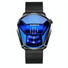 BINBOND Locomotive Concept Watch Men Live Black Technology Watch(Black Net Belt-Black Steel-Blue Face)