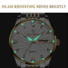 BINBOND B3034 Diamond 30m Waterproof Business Watch Men's Butterfly Buckle Luminous Quartz Watch(White Steel-Black)
