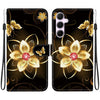 For Samsung Galaxy A55 5G Crystal Texture Colored Drawing Leather Phone Case(Gold Flower)