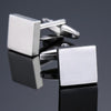 Laser Metal Brass Men Shirt Cufflinks, Color: Silver small square