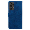 For Samsung Galaxy A13 4G / 5G / A04S Lace Floral Embossed Magnetic Buckle PU Phone Case With Wrist Strap(Blue)
