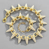 NL110 Spiked Thorns Studded With Diamonds Hip-Hop Cuban Necklace, Size: 45cm (Gold)