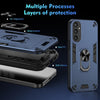 For Samsung Galaxy S25 5G Shockproof Metal Ring Holder Phone Case(Blue)