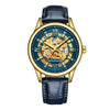OCHSTIN 6020D Masterpiece Hollow Mechanical Men Watch(Gold-Blue)