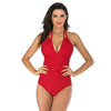 DS40 Ladies Slim and Conservative Halter Neck Swimsuit, Size: L(Big Red)