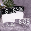 Mirror Bedside Alarm Clock Battery Plug-In Dual-Purpose LED Clock, Colour: Rectangular White Shell (Mirror Green Light)